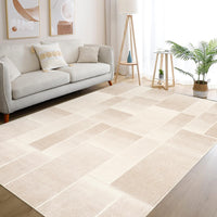 Tappeto moderno Garvee, geometrico, beige, lavabile, 120x170 cm, antiscivolo, a pelo corto, per soggiorno, camera da letto, cucina