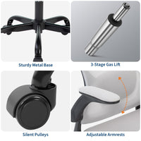 Sedia da ufficio ergonomica Garvee con supporto lombare regolabile e poggiatesta, rete traspirante, braccioli pieghevoli, girevole, grigio, ufficio