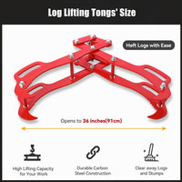 Pinza per tronchi Garvee con design Eagle Claw, capacità di carico di 3000 libbre, apertura di 36 pollici, rossa, per lavorazione del legno e silvicoltura