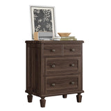Garvee Cassettiera Vintage 4 Cassetti Con Maniglie Intagliate E Gambe Coniche Per Camera E Ingresso 76 cm Legno Massello Naturale - Marrone Scuro