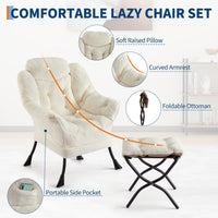Sedia girevole Garvee con poggiapiedi, ergonomica, resistente, bianca, per soggiorno, ufficio, comoda