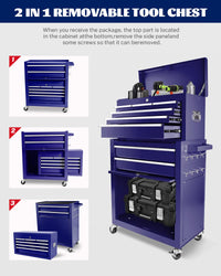 Carrello portautensili Garvee a 8 cassetti con cassetta portautensili staccabile 2 in 1, acciaio, officina e garage, bloccabile, con ruota, ammortizzante