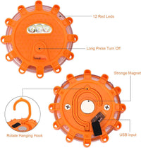 Garvee, confezione da 6 torce LED stradali, luci di emergenza con 9 modalità di lampeggiamento, funzione di ricarica USB, materiale ABS+PC, base magnetica e gancio, impermeabili, per auto, camion, barche