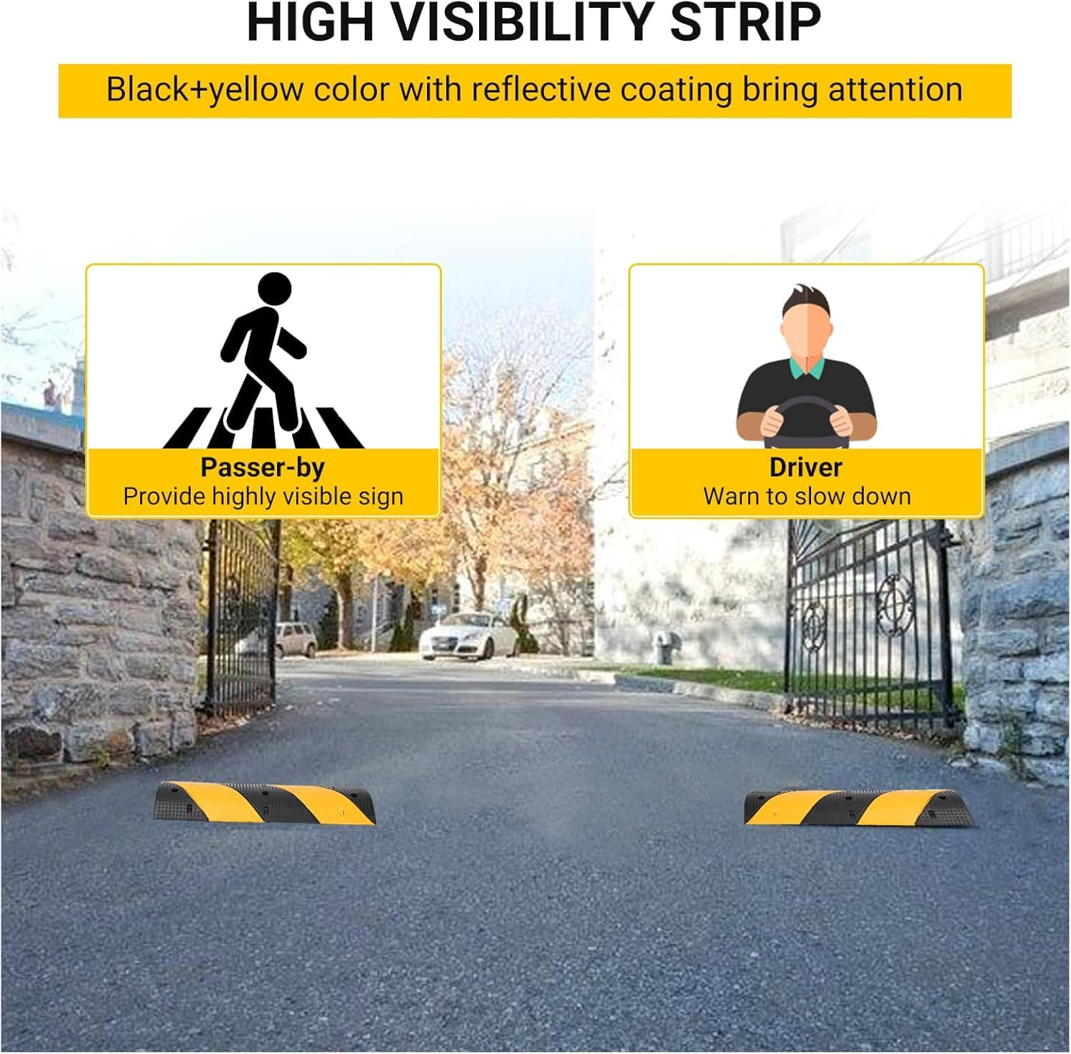 Dossi Rallentatori Gomma Garvee Cable Bridge 3,3 Piedi*2 Gialli Resistenti con 8 Bulloni - Ideale per Festa del Papà in Strade, Parcheggi, Scuole