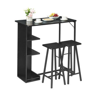 Set da pranzo piccolo Garvee da 36 pollici con contenitore, robusto ed ergonomico, MDF e acciaio, nero, per appartamenti e cucine