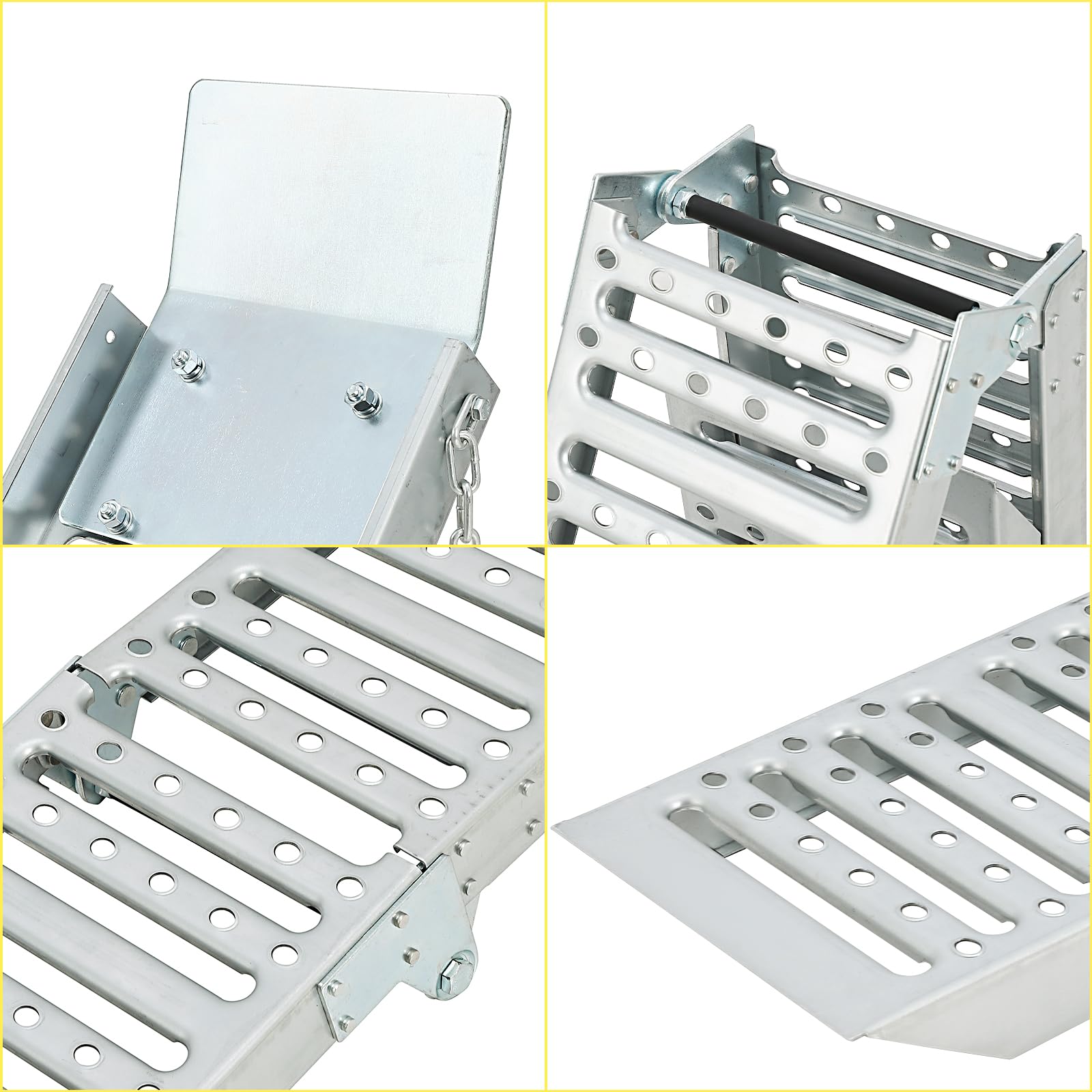 Rampe di carico pieghevoli Garvee in acciaio inox da 72" x 9" in tre pezzi per motociclette e tosaerba, mobili e sicure, 72" x 9", argento