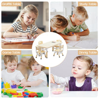 Set tavolo e 4 sedie per bambini Garvee, altezza regolabile, piano del tavolo con graffiti, gambe antiscivolo, tavolo per lavori artistici e artigianali per la casa e l'asilo nido
