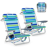 Garvee Sedia Da Spiaggia Zaino Per Adulti, 5 Posizioni Reclinate, Telaio In Alluminio Leggero, Tessuto Oxford 600D, Multicolore, Leggera E Portatile