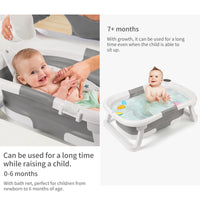 GARVEE Vasca da bagno per neonati, pieghevole e salvaspazio, con termometro e tappetino antiscivolo per neonati e bambini piccoli, grigio