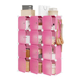 Garvee Organizzatore Cubico 12 Cubi con Porte Antipolvere, Plastica Traslucida, Multiuso per Scarpe e Giocattoli, Montaggio Rapido, Impermeabile - Pink
