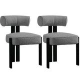 Sedie da pranzo Garvee, set da 2, tessuto bouclé, schienale ergonomico, gambe in legno di caucciù, moderne, comode, per sala da pranzo e soggiorno - nero