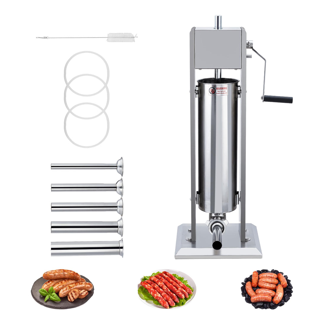 Insaccatrice Manuale Salsicce Garvee 7 Litri Acciaio Inox con 5 Tubi - Perfetta per Casa e Uso Commerciale