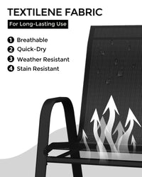 Set di 4 sedie da giardino Garvee, impilabili, leggere, in materiale Teslin traspirante, resistenti alle intemperie, nere, per giardino e piscina, 24,2"P*23,6"W*37,8"H