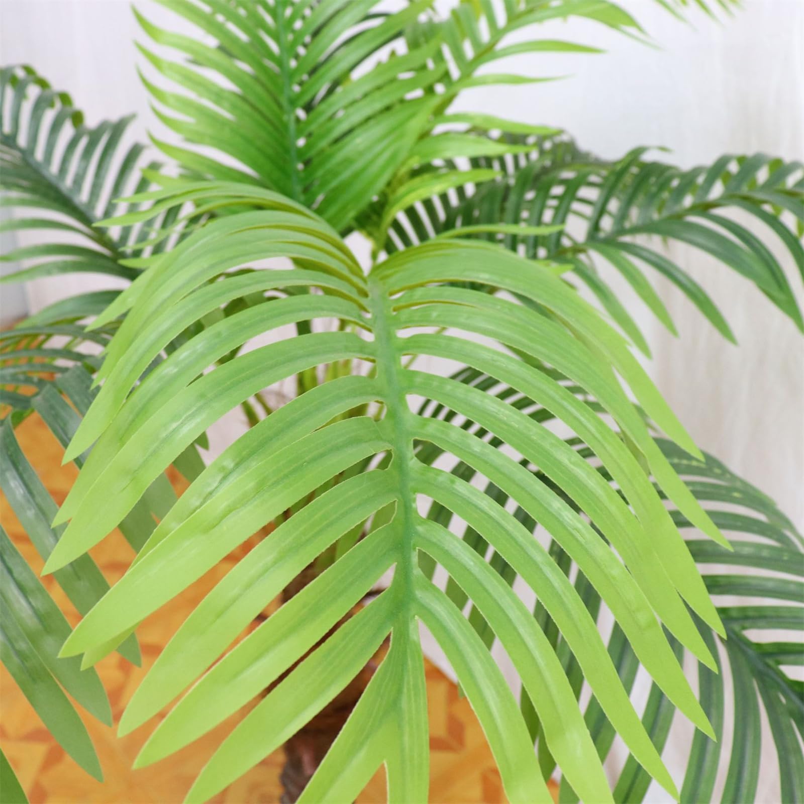 Palma artificiale Garvee da 2 metri con 15 tronchi, aspetto realistico della corteccia, foglie rinforzate in metallo, robusto vaso in cemento per uso interno ed esterno, verde