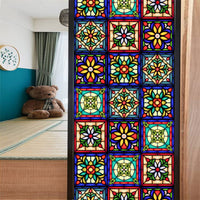 GARVEE Pellicola per vetri colorati Fiori retrò Adesivi statici Non adesivi 60x100 cm Privacy decorativa per casa e ufficio