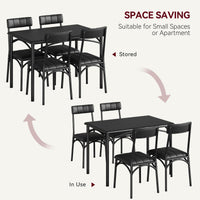 Set da pranzo Garvee da 5 pezzi, tavolo da pranzo rustico nero con sedie imbottite, per piccoli spazi, 44,33" L x 27,63" P x 30,03" H