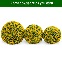 Garvee 21,6" Set di 2 palline di fiori artificiali per topiaria - Grandi, da appendere, in materiale PE, senza manutenzione, gialle, per uso interno ed esterno, per matrimoni e casa