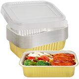 Garvee 20 vassoi monouso in alluminio con coperchio, 1000 ml, per grigliare, cucinare, cuocere al forno, argento, 22x15x4,5 cm