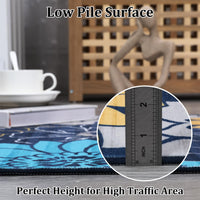 Tappeto Garvee lavabile in lavatrice con motivo floreale per soggiorno, tappeto antiscivolo per camera da letto, cucina, cameretta dei bambini, blu, 160x230 cm