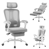 Sedia da ufficio ergonomica Garvee in rete con supporto lombare regolabile e poggiapiedi per ufficio e gaming, traspirante, comoda, nera - nero