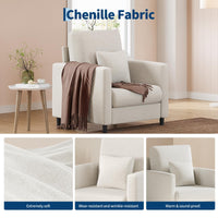 Divano Garvee da 33,9" in ciniglia con anima a molle insacchettate da 7,5" per soggiorno e camera da letto, beige compatto