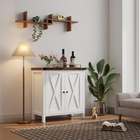 Credenza buffet da cucina Garvee con ante, ripiano regolabile, stile country, per cucina, soggiorno, sala da pranzo, bianca