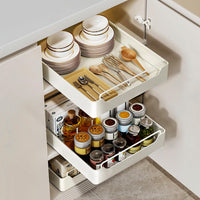 Garvee Organizer rimovibile per armadietti, cassetto telescopico per la cucina, 20 cm L x 43 cm P x 7 cm H, non richiede fori, cucina di casa, bianco