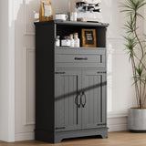Carrello Mobiletto da Cucina in Legno Ingegnerizzato Nero, Armadietto Rustico Multiuso per Bagno e Soggiorno, Compatto e Stabile