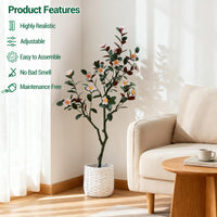 Albero di magnolia artificiale Garvee da 6 piedi con fiori e foglie in fiore, vaso robusto per soggiorno ufficio, verde