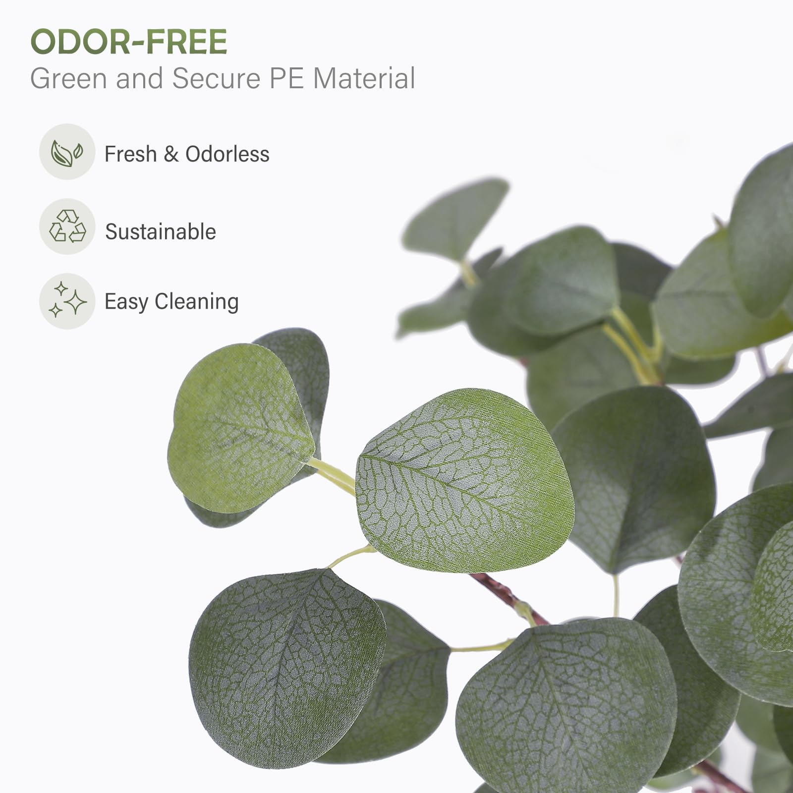 Albero di eucalipto artificiale Garvee da 2.1 m con 100 luci LED, rami regolabili, vaso di plastica bianco, decorazione per interni e finestre