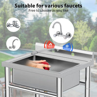 Lavello Garvee in acciaio inox a una vasca 53 x 53 x 84 cm – Vasca robusta per cucina e giardino, versatile e durevole