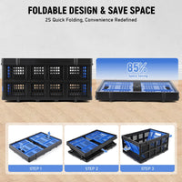 Garvee Robusta Scatola Pieghevole Professionale con Maniglie Touch, 55L, 40x56x26cm, Blu - Pieghevole, Impilabile, Ecologica