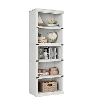 Libreria Garvee Triple Wide a 4 ripiani, grande scaffale aperto in legno, stile industriale, bianca, 67,4" H x 24,6" W x 12,8" D, soggiorno