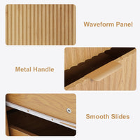 Cassettiera Garvee a 3 cassetti, moderna in legno con gambe in metallo, pannello scanalato, per camera da letto e ufficio, 28"P x 17"L x 30"A, oro