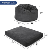 Garvee Grande Pouf Letto in Velluto a Coste 2 in 1, Pieghevole, Lavabile, Grigio Scuro, Soggiorno, Camera da Letto