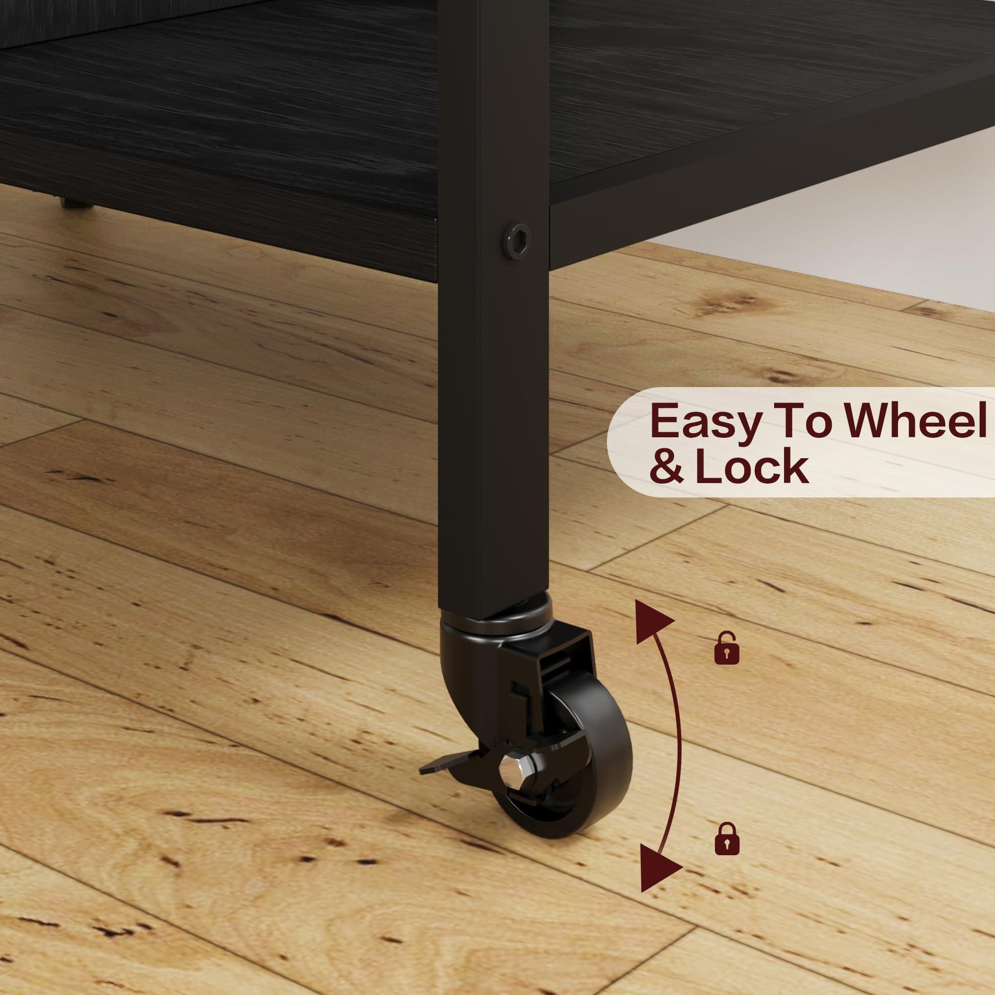 Supporto per stampante mobile Garvee di grandi dimensioni con prese di corrente e USB, carrello a 4 ripiani, struttura in metallo, pannello in MDF, ruote con bloccaggio per ufficio e soggiorno, 23,66"x15,76"x31,86", nero