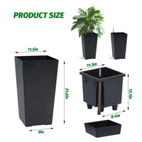 Garvee Set di 2 fioriere alte 57.15 cm con irrigazione automatica e monitor del livello dell'acqua per balcone e terrazza, pois bianchi e neri, plastica resistente alle intemperie