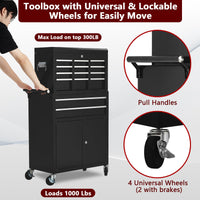 Armadio portautensili Garvee con 8 cassetti, mobile, 2 in 1 staccabile, in metallo, con serratura, per officina e garage, 24 pollici, nero