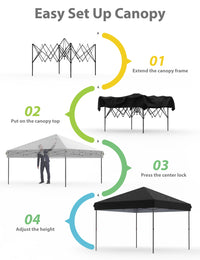 Garvee 10x10 Pop-Up Pavillon Zelt Mit 210D Oxford Gewebe, UPF 50+ Schutz, Wasserdicht Für Camping & Markt, Verstellbare Höhe, Weiß