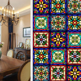 Garvee Pellicola Vetro Colorata Motivo Floreale Retro Non Adesiva 45x100cm Blocca UV Riduce Energia - Come mostrato