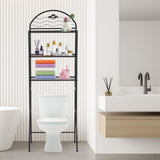 Garvee Mensola Sopra WC 3 Ripiani Organizer Bagno Nero, Ferro, Elegante, 57,2x31x170 cm, Compatto