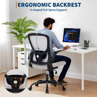 Sedia da ufficio ergonomica Garvee in rete con supporto lombare regolabile e braccioli pieghevoli per ufficio domestico, girevole a 360°, grigio