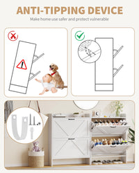 Garvee Scarpiera con 2 cassetti pieghevoli, scarpiera rustica per corridoio e ingresso, bianca, salvaspazio