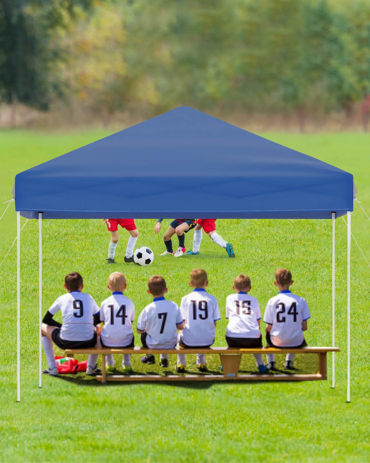 Tenda a baldacchino pop-up Garvee 10x10 - Protezione UV, impermeabile, altezza regolabile, robusto telaio in acciaio, tessuto Oxford 210D, campeggio ed eventi all'aperto, blu