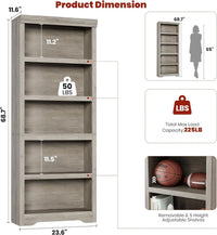 Garvee Libreria 5 Ripiani Alta Regolabile Antiscivolo MDF Resistente Design Elegante Multiuso Casa Ufficio 175 cm