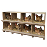 Nidificatori per Galline Garvee in Legno, 8 Scomparti, Ventilazione Eccellente, Montaggio a Parete, per Cortile e Fattorie, 127,5x32,5x66 cm, Naturale