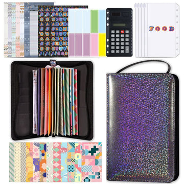 GARVEE Budget Planner A6 Raccoglitore ad anelli multifunzionale con scomparti per denaro con cerniera Organizzatore per budget e risparmio