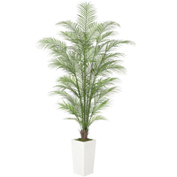 Palma Areca Garvee artificiale da 6 piedi con 44 foglie, impermeabile, vaso di cemento stabile per decorazione interna e stelle, verde