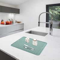 Tappetino drenante in silicone Garvee – Resistente al calore, antiscivolo, bifacciale con foro di scarico per cucina, lavello e uso quotidiano