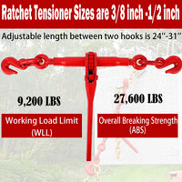 Set di legature a catena Garvee da 3/8"-1/2" in acciaio zincato grado 70 per industria e agricoltura, gancio regolabile da 10 piedi